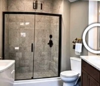 Bathroom pictured in the business flyer